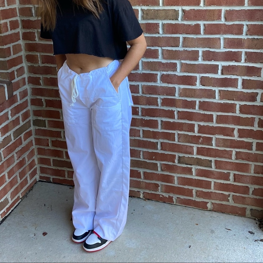 White Drawstring Casual Pants